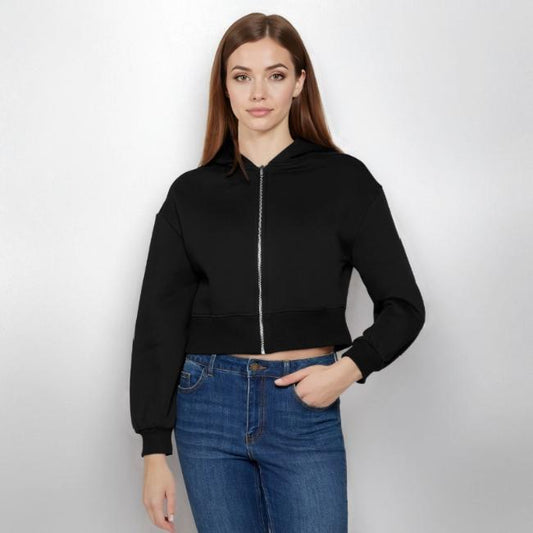 Oversized crop-hettejakke for kvinner
